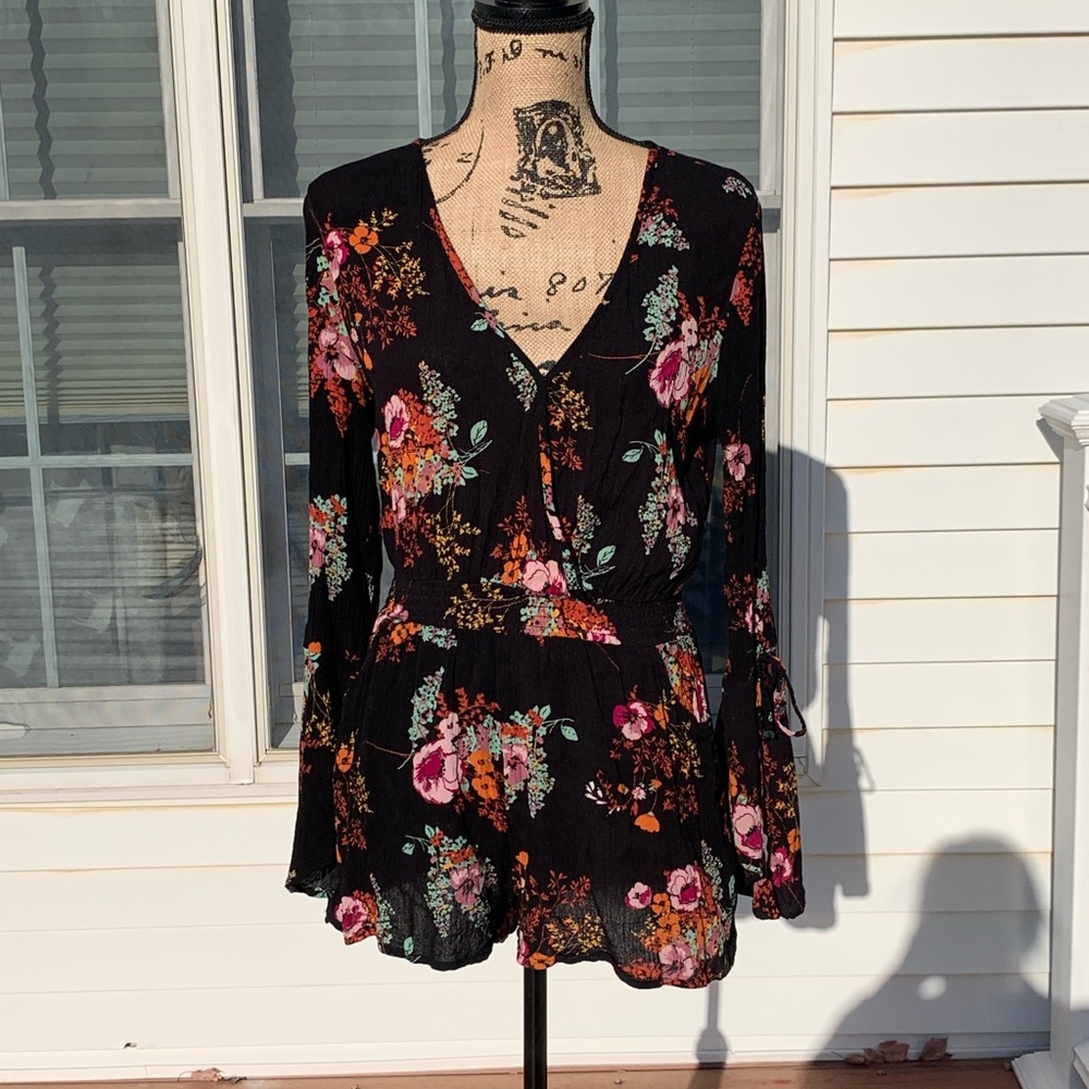 Band of Gypsies Floral Black Romper
